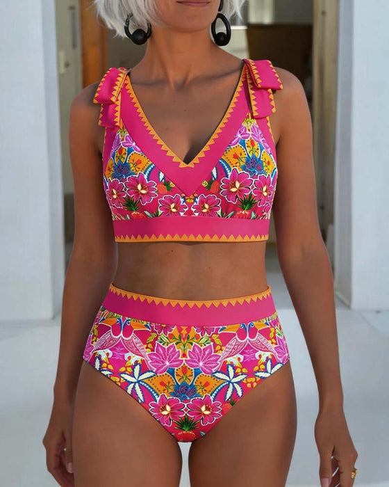 Bikini Etnisk Blomstrende V-Hals