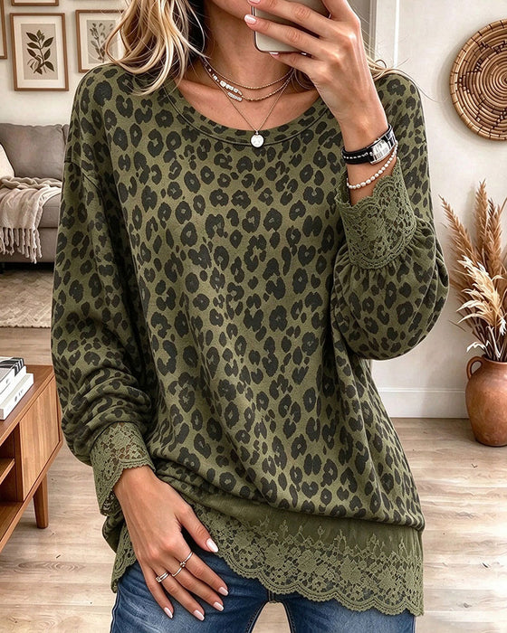 Bluse Blondepanel Leopardtryk