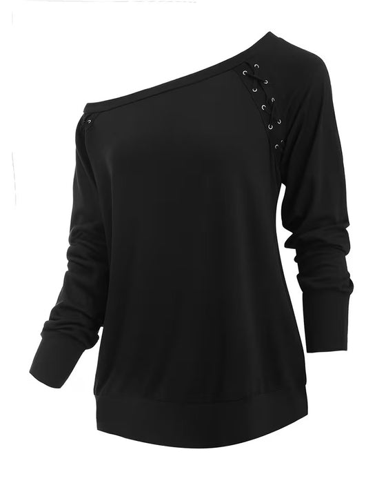 Bluse Stilfuld En-Skulder Bind