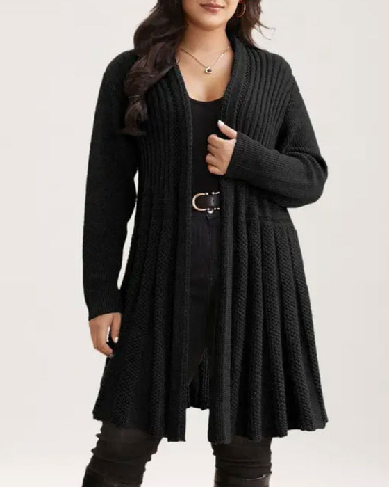Cardigan Lang Ensfarvet Casual
