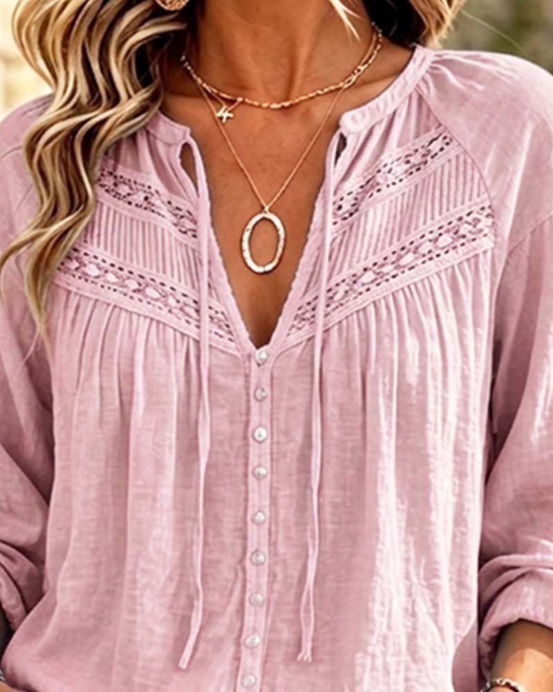 Bluse Casual Hollow Out Blonder