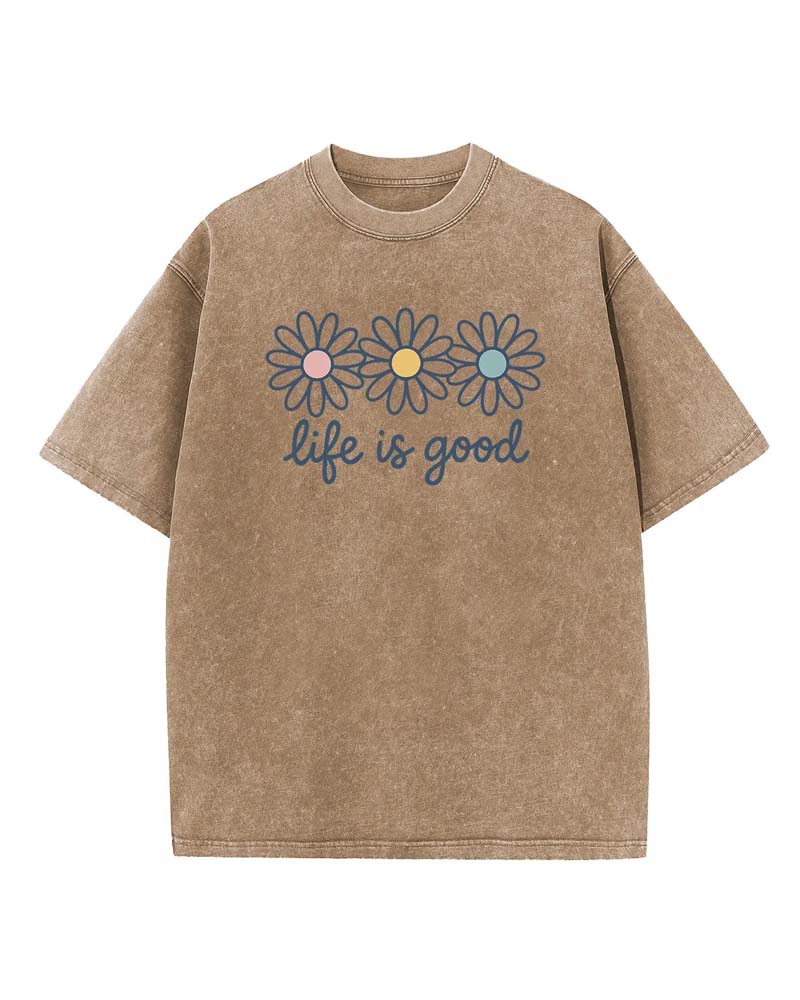 T-Shirt Tusindfryd Tryk Afslappet Slidt