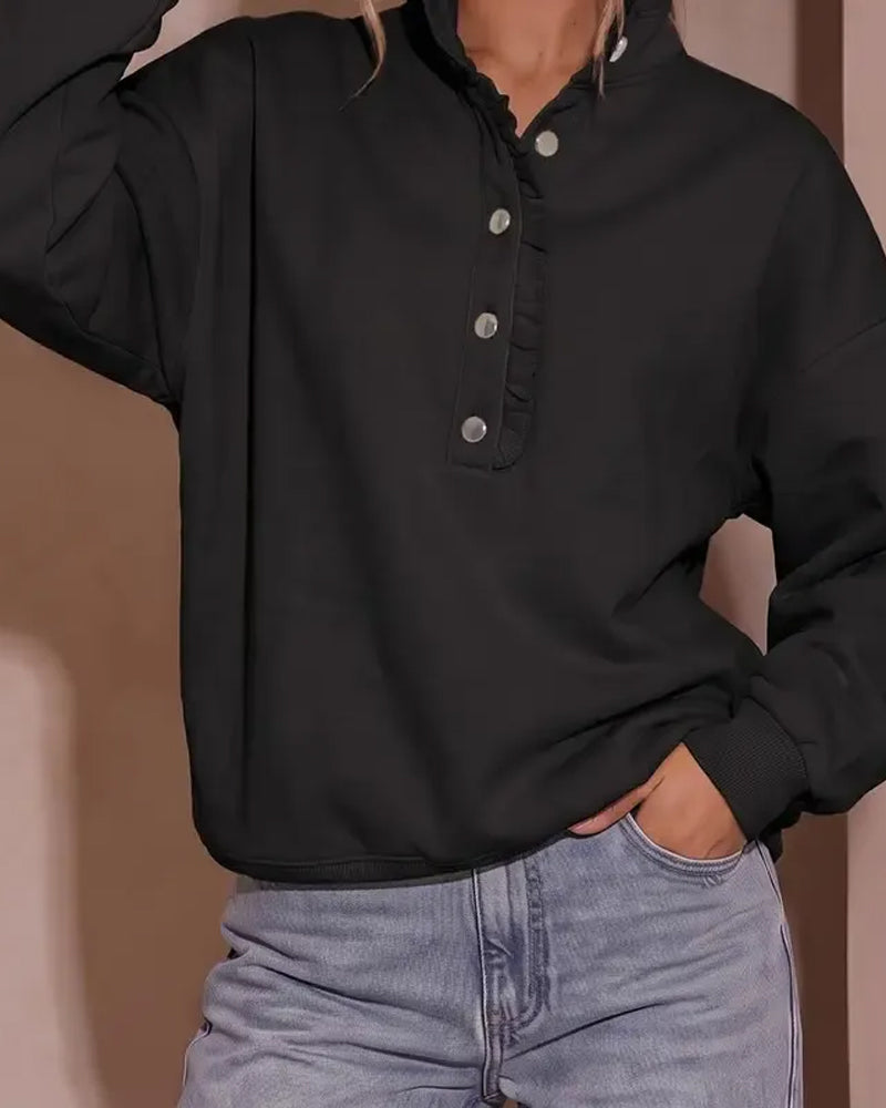 Sweatshirt Krave Knappet Langærmet Løs