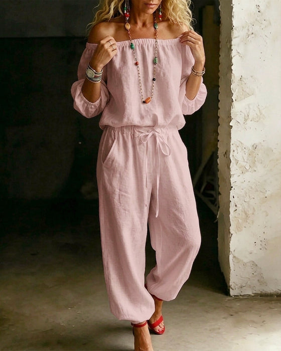 Jumpsuit Off-Shoulder Bind I Taljen Indsnævret Talje