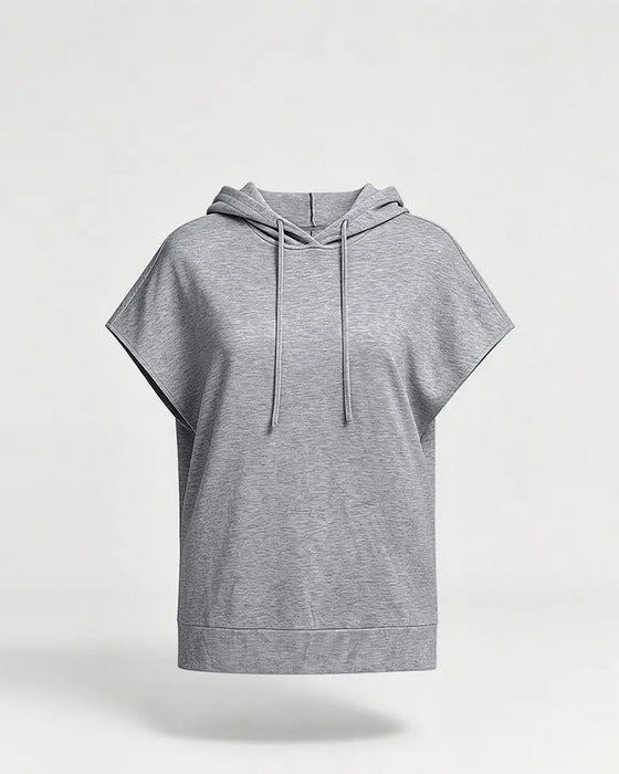Hoodie Ensfarvet Casual Kort Ærme