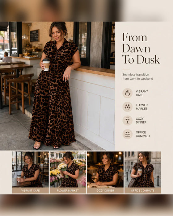 Kjole Afslappet Leopard Maxi