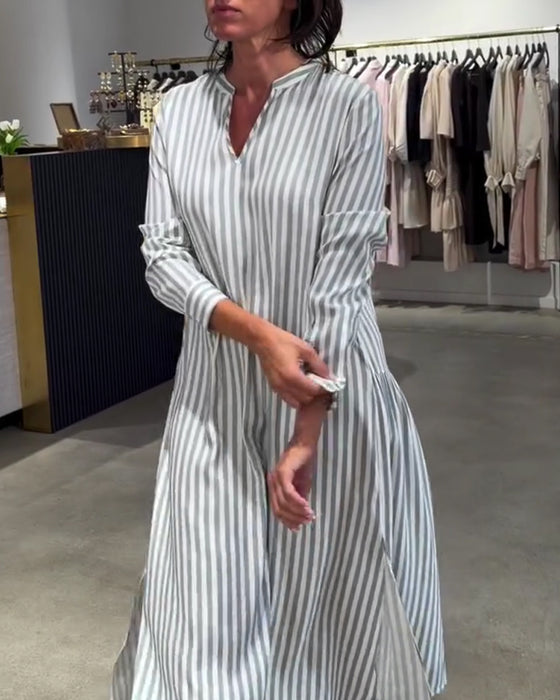 Kjole Stribet Sideslid Maxi