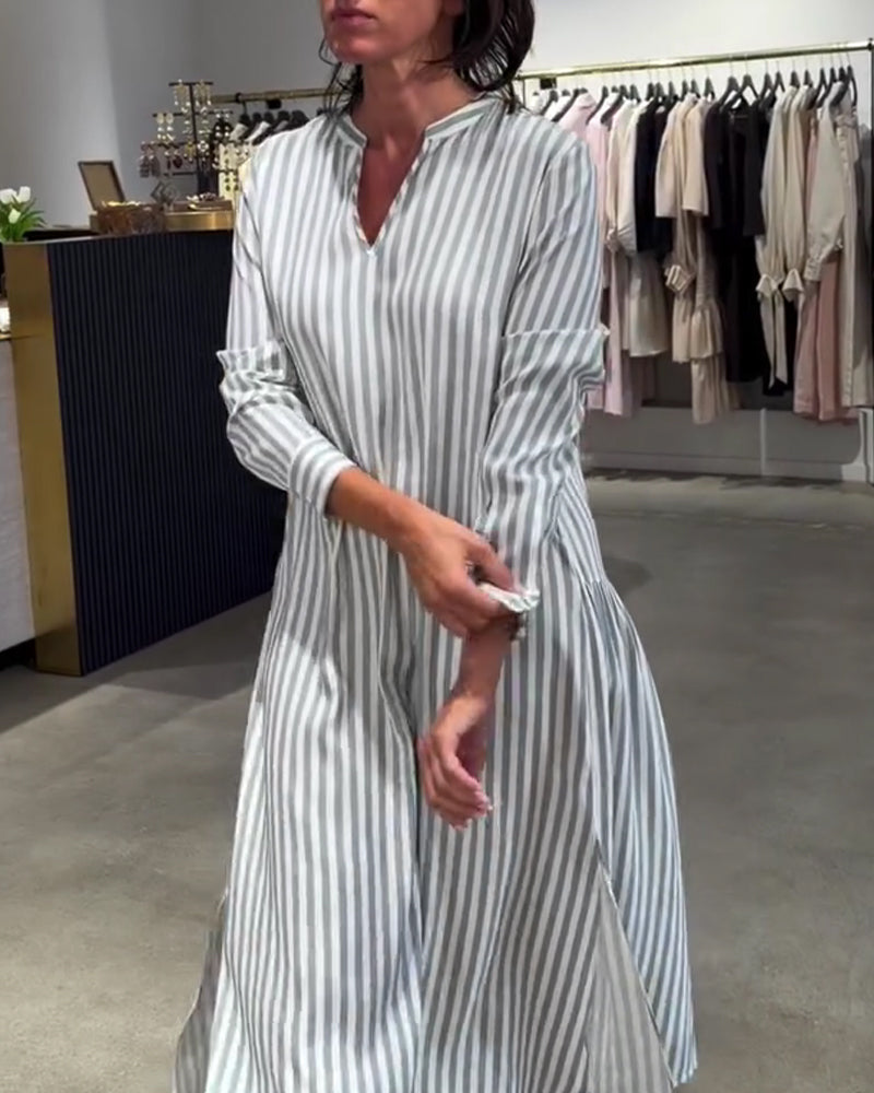 Kjole Stribet Sideslid Maxi