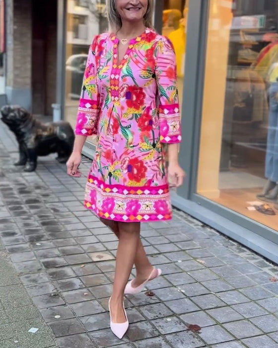 Kjole Blomsterprint Lige