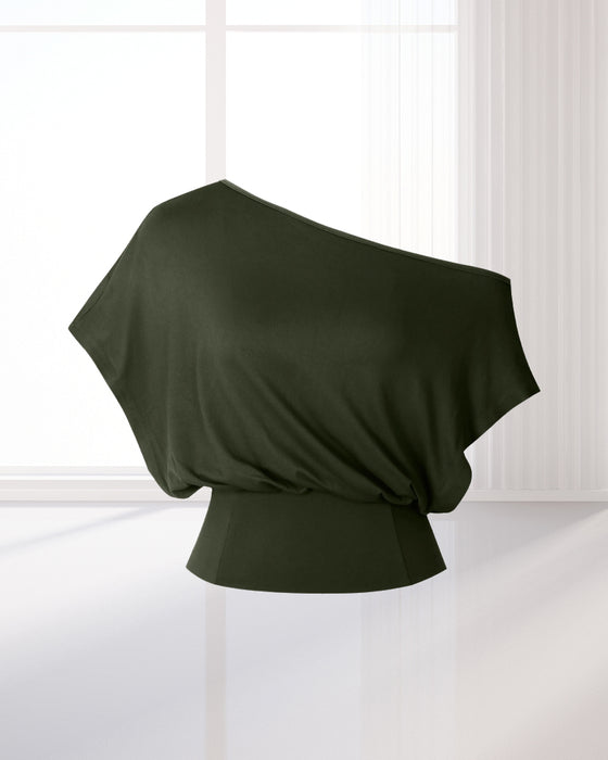 T-Shirt Asymmetrisk Kant Tætsiddende Flagermus