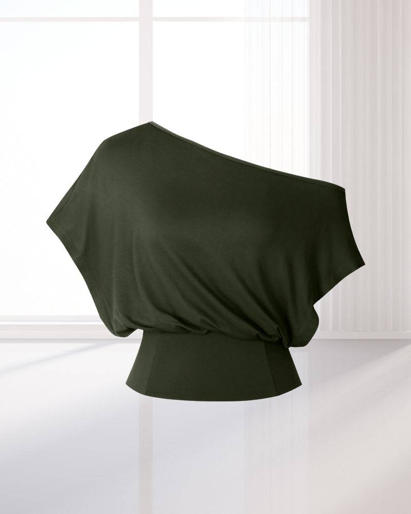 T-Shirt Asymmetrisk Kant Tætsiddende Flagermus