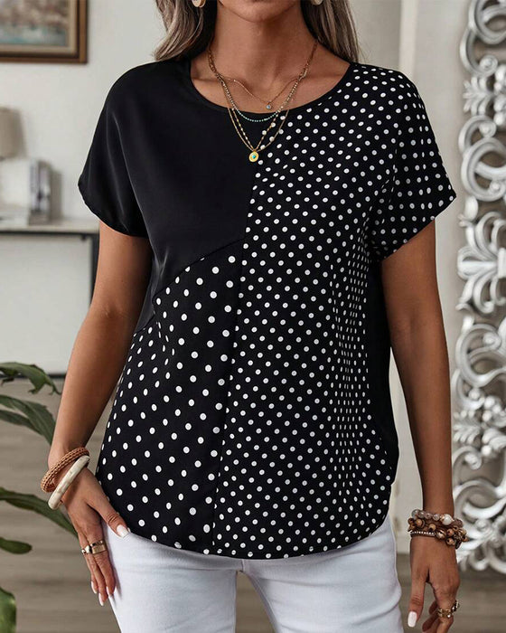 T-shirt Rund Hals Polka Dot Print