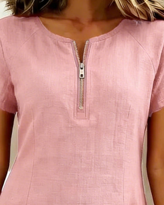 Kjole Lynlås Lomme Bomuld Hør