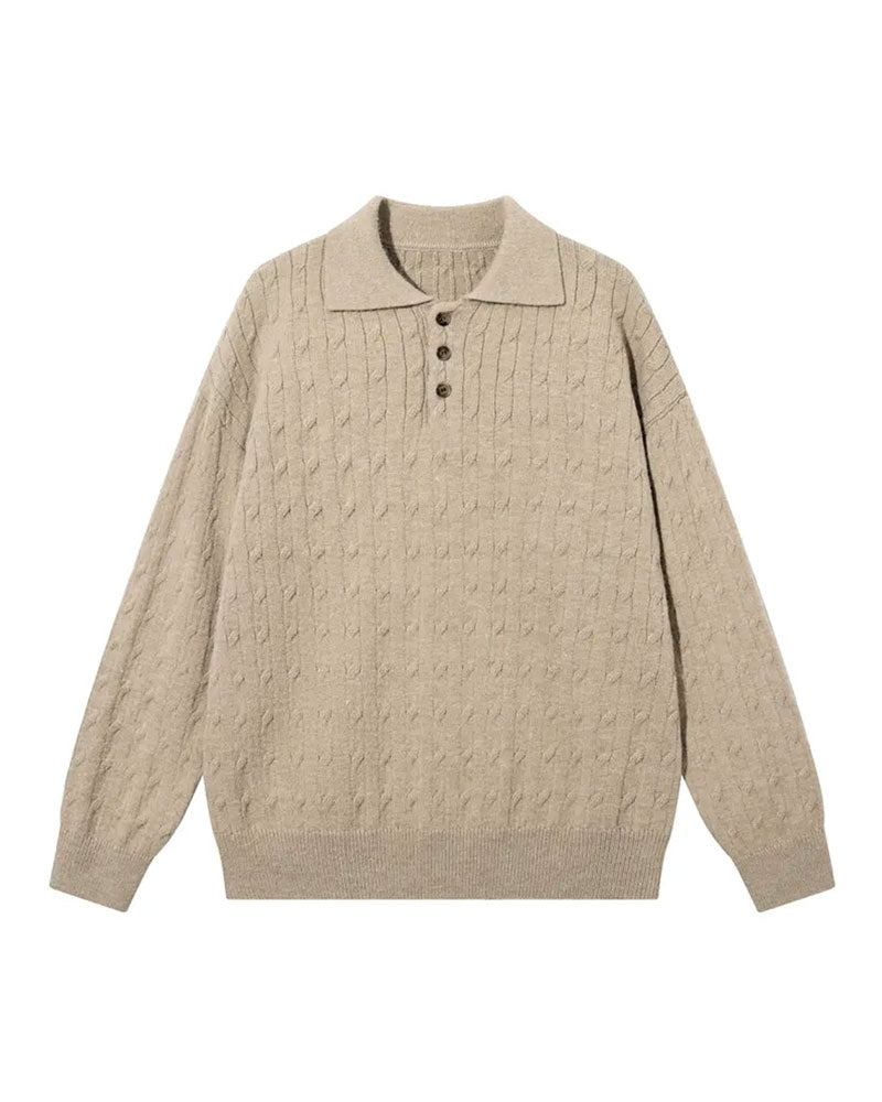Pullover Ensfarvet Revers