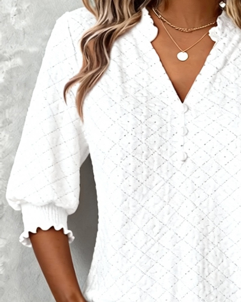 Topp V-Hals Argyle Kortærmet