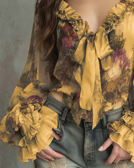 Bluse Lotustryk Elegant