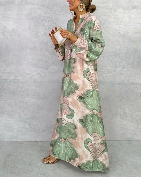 Kjole Med Elegant Stil Og Bladprint