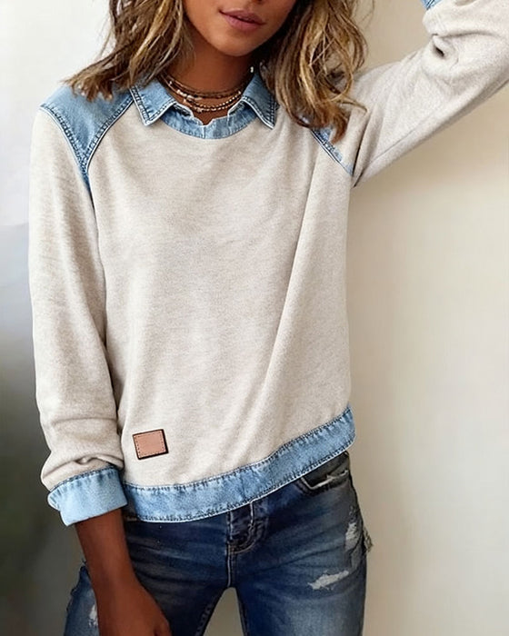 Bluse moderigtigt langærmet revers