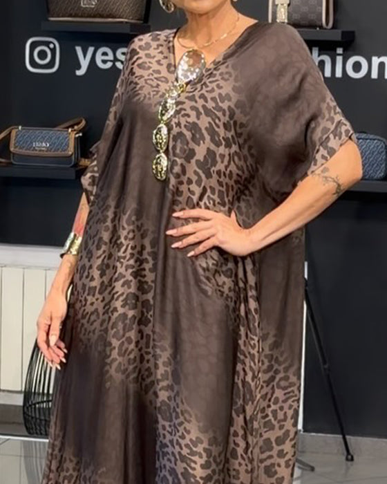Kjole Gradient V-Hals Leopard Tryk