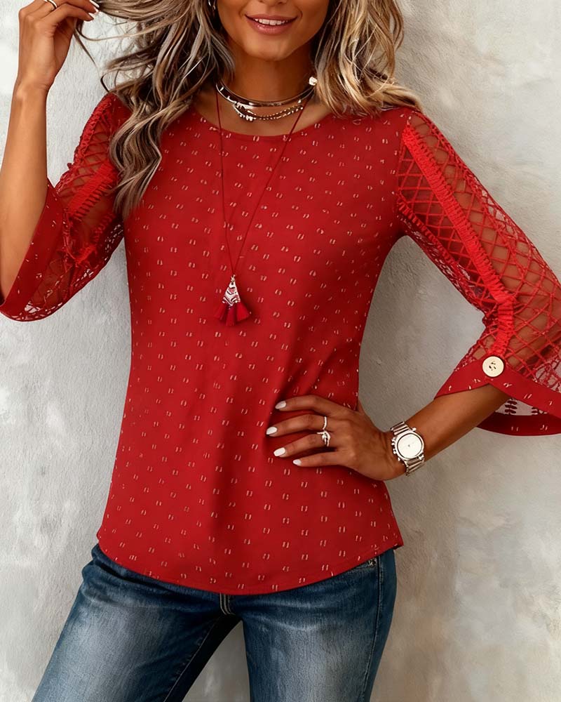 Bluse Elegant Blonder Hæklet