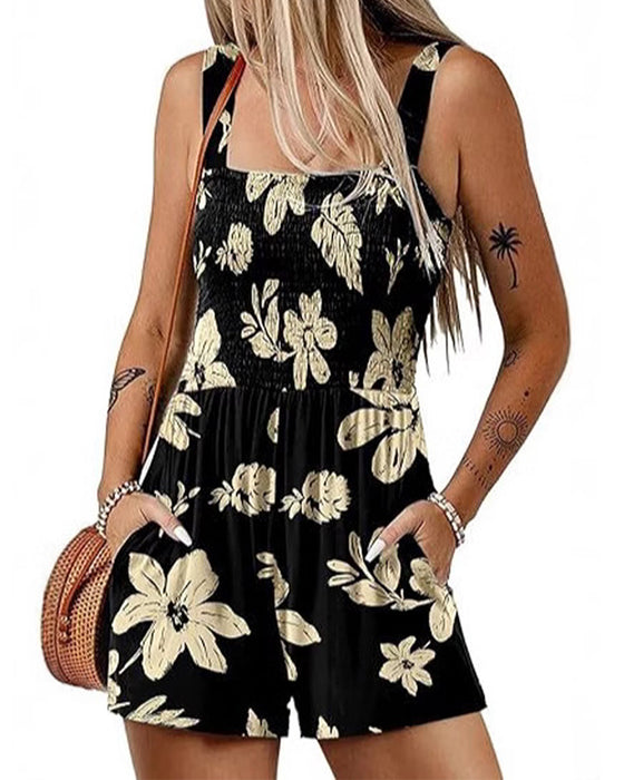 Jumpsuit blomstret afslappet stropshorts