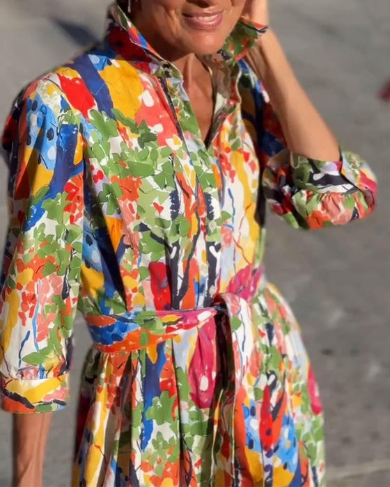 Tøjslagermode Halvlænget Ærme Trykt Swing