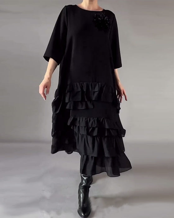 Kjole Med Rund Hals Og Dobbelt Lag