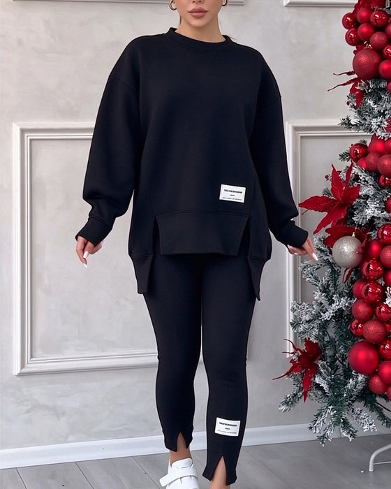 Sæt Trykt Sweatshirt Og Joggingbukser