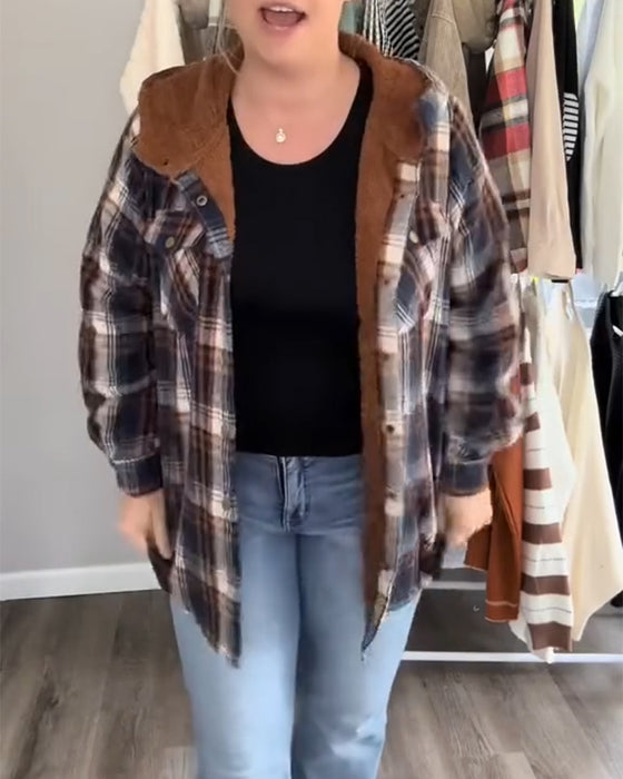 Gitteret Hættet Uldfrakke