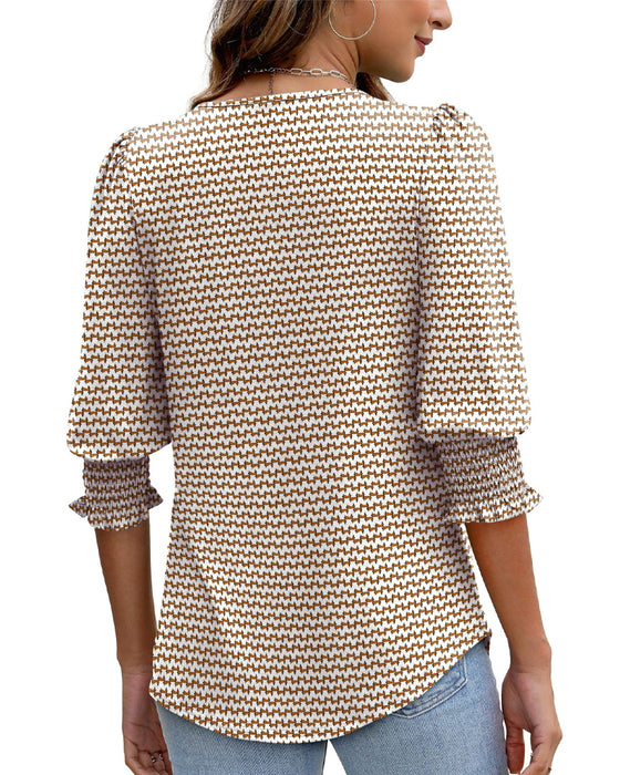 Bluse Pufærme Printet