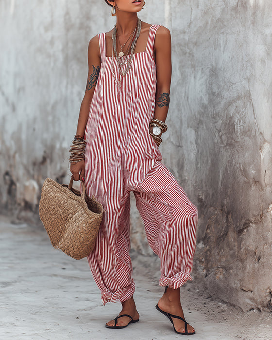 Jumpsuit Bred Strop Stribede Overall