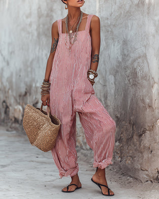 Jumpsuit Bred Strop Stribede Overall