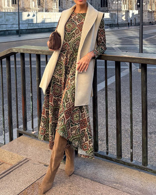 Kjole Fashion Retro Trykt Slids