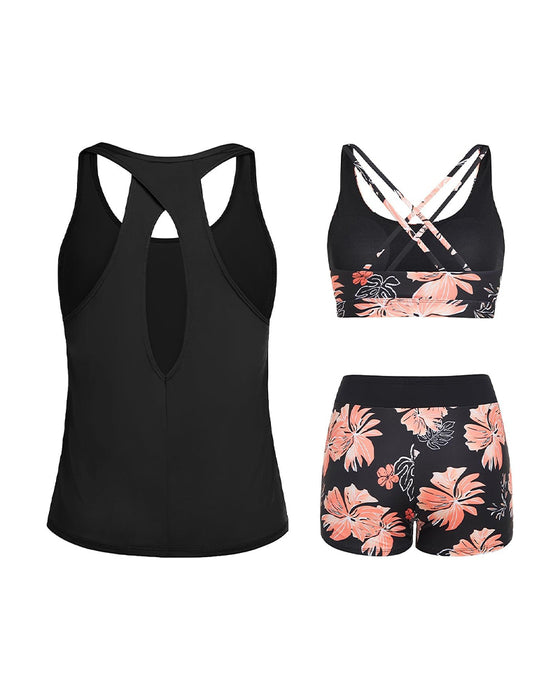Tankini Blomstrende Tryk Tredelt