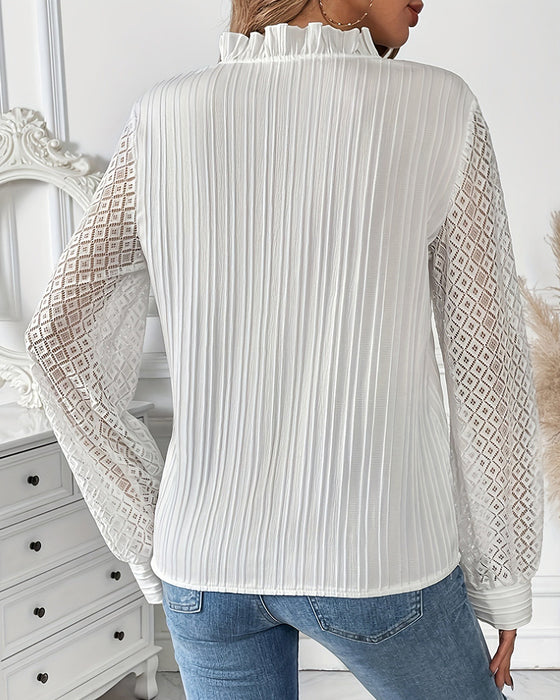 Bluse Stilfuld V-Hals Udskæring Ruffle