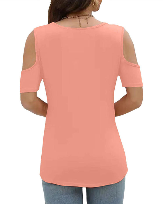 T-Shirt Ringdetalje Cold Shoulder Afslappet