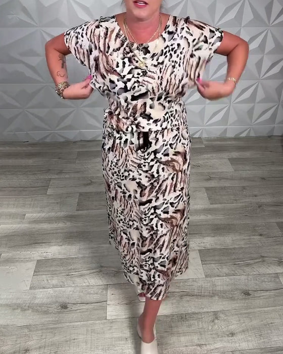 Kjole Rund Hals Zebramønster