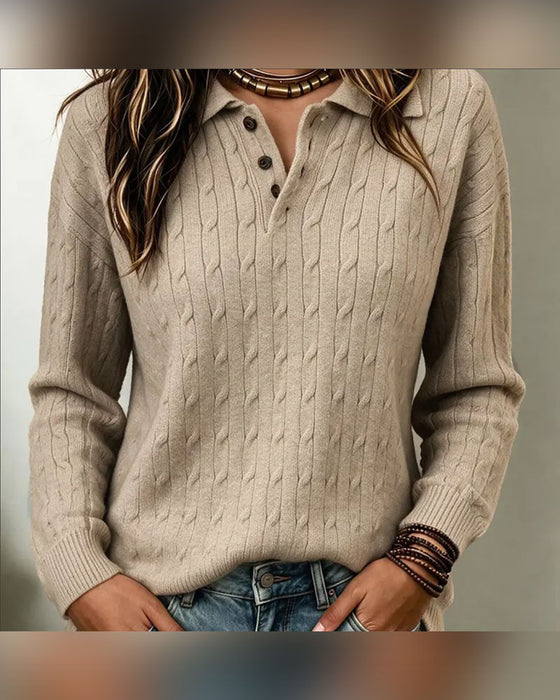 Pullover Ensfarvet Revers