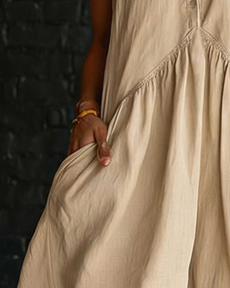 Kjole Ærmeløs Skjortekrave Lang