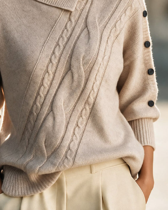 Pullover Diagonal Flet Turtleneck Knap