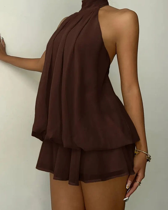 Kjole Halsstrop Chiffon Mini