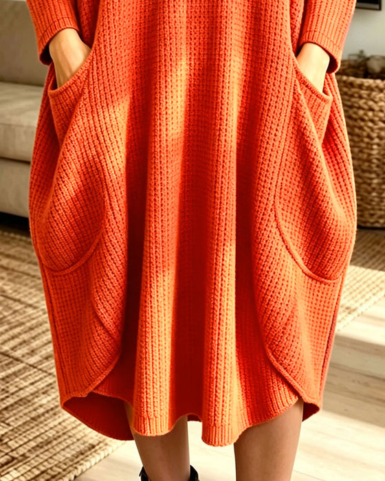 Sweater Dress Stilfuld Lang Ærme Lomme