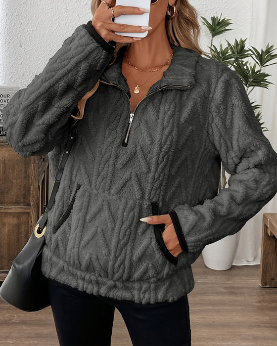 Sweatshirt Revers Lynlås Foran Ulden