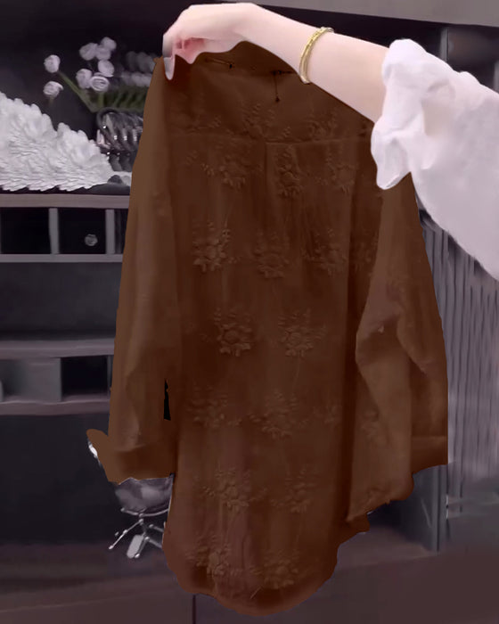 Skjorte Ensfarvet Broderet Drop Skulder