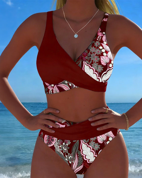 Bikini Kontrastfarve Mode Blomst