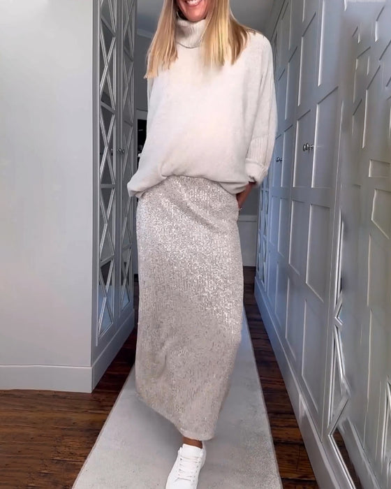 Ensfarvet enkel nederdel