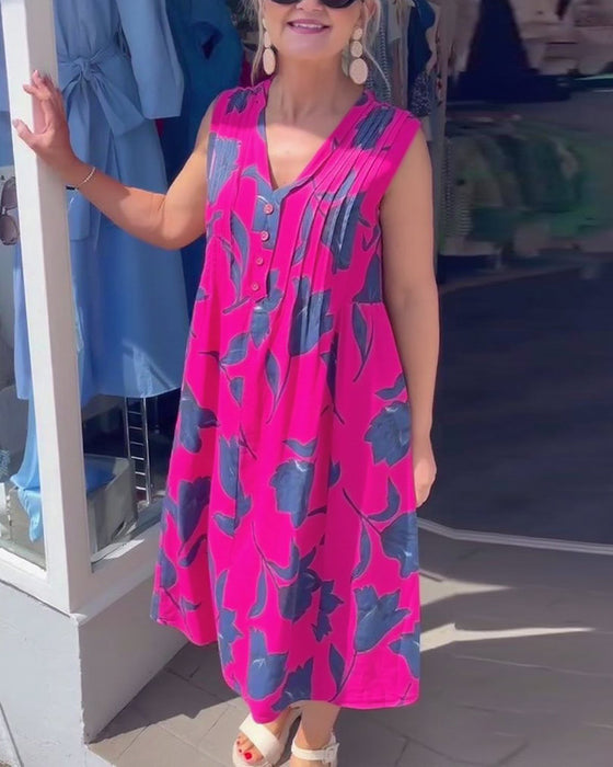 Kjole V-Hals Ærmeløs Trykt