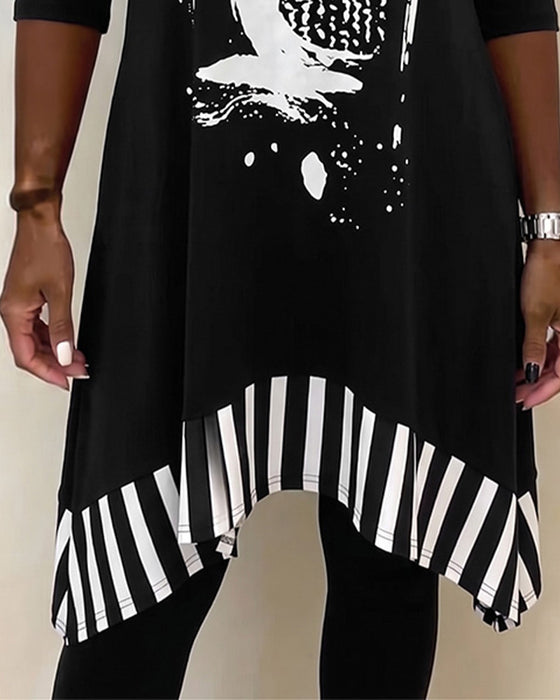 Kjole Off-Shoulder Uregelmæssig Løs Print