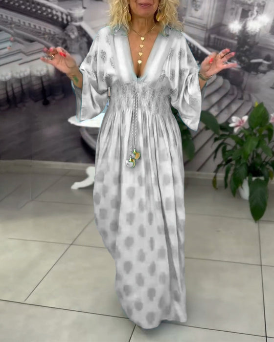 Kjole Løs Ferietryk Talje Maxi