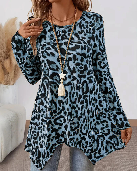 Casual Almindelig T-skjorte Med Leopardmønster